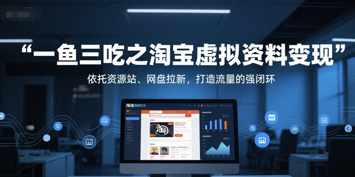 一鱼三吃之淘宝虚拟资料变现，依托资源站、网盘拉新，打造流量的强闭环-圆梦资源网