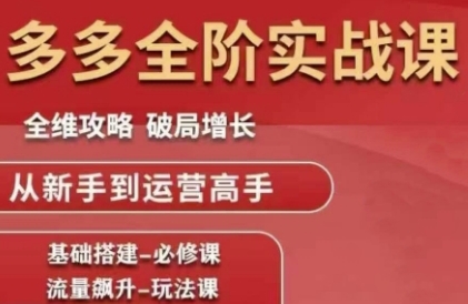 拼多多全阶实战课程，全维攻略，破局增长，从新手到运营高手-圆梦资源网