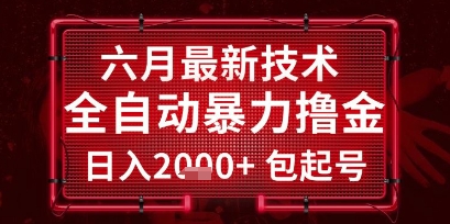 六月最新技术全自动暴力撸金，稳定日入2k+包起号，长期稳定【揭秘】-圆梦资源网