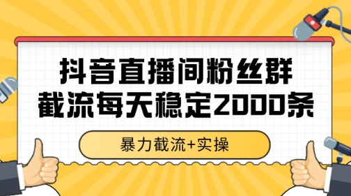 抖音直播间粉丝群暴力截流，一台电脑每天稳定2000条数据【揭秘】-圆梦资源网