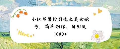 小红书男粉引流项目之美女账号6，简单制作，条条爆款原创，不违规-圆梦资源网