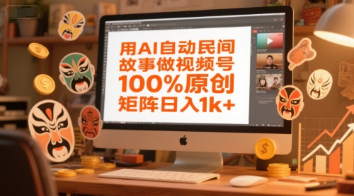 用AI自动民间故事做视频号，100%原创，矩阵日入1k+-圆梦资源网