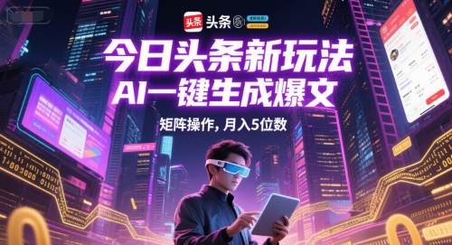 今日头条新玩法，AI一键生成爆文，矩阵操作，月入5位数-圆梦资源网