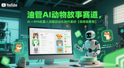 油管AI动物故事赛道，AI+RPA机器人流程自动化制作素材【保姆级教程】-圆梦资源网
