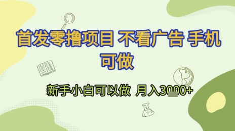 首发零撸项目 不看广告 手机可做 新手小白可以做  月入3k+【揭秘】-圆梦资源网