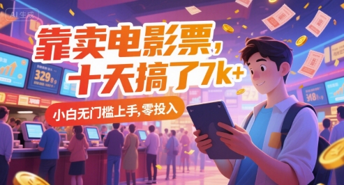 靠卖电影票，十天搞了7k+，小白无门槛上手，零投入【揭秘】-圆梦资源网