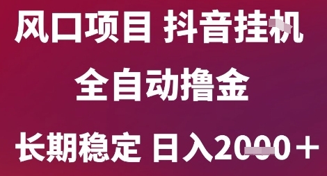 风口项目，六月最新玩法抖音无人挂G，全自动撸金，长期稳定 日入2k+【揭秘】-圆梦资源网