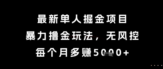 最新单人掘金项目，暴力撸金玩法，无风控，每个月多挣5k+【揭秘】-圆梦资源网