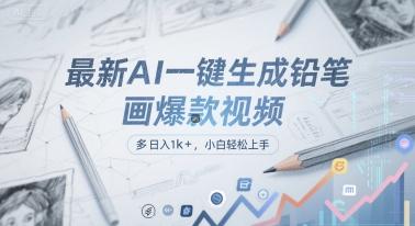 最新AI一键生成铅笔画爆款视频，多平台分发，日 入1k+，小白轻松上手【揭秘】-圆梦资源网