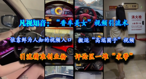 凡视知音：“香车美女”视频引流术，依靠鲜为人知的视频入口，搬运“高端圈子”视频，引流精准创业粉，评论区一堆“求带”-圆梦资源网