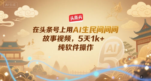 在头条号上用AI生民间故事视频，5天1k+，纯软件操作-圆梦资源网