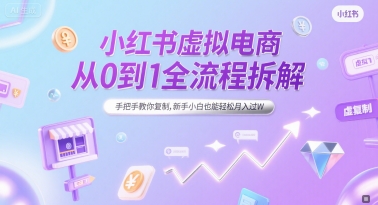 小红书虚拟电商从0到1全流程拆解，手把手教你复制，新手小白也能轻松月入过W-圆梦资源网