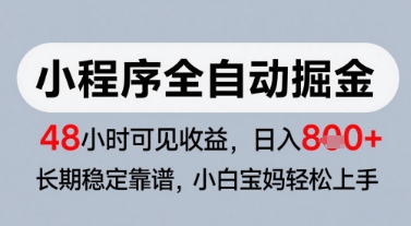 微信小程序全自动掘金，快速见收益，长期稳定靠谱，零基础友好，日入8张【揭秘】-圆梦资源网