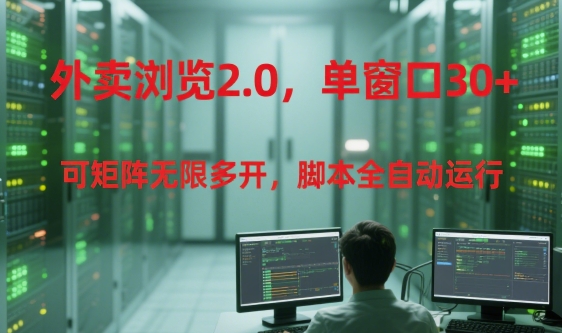 外卖浏览2.0，单窗口30+可矩阵无限多开，脚本全自动运行【揭秘】-圆梦资源网