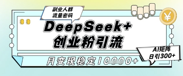 DeepSeek+创业粉精准引流，全新分享课4.0玩法，AI矩阵日引300+，多种变现方式，稳定月入1W-圆梦资源网