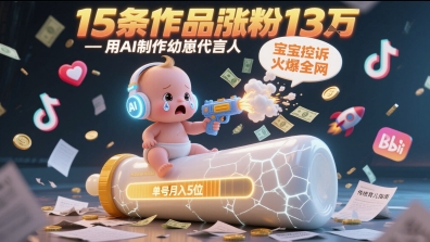用AI制作幼崽代言人，宝宝的控诉火爆全网，15条作品涨粉13W，单号月入5位数实操教程-圆梦资源网