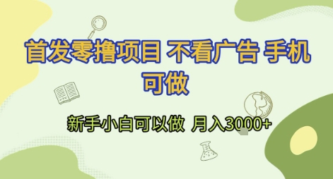 首发零撸项目 不看广告 手机可做 新手小白可以做  月入3k+【揭秘】-圆梦资源网