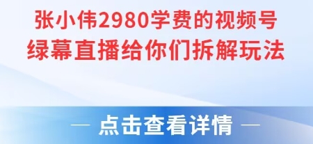 张小伟2980付费额视频号绿幕直播给你们拆解玩法-圆梦资源网
