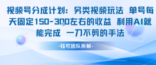视频号分成另类视频玩法单号每天固定150左右的收益利用AI就能完成一刀不剪的手法-圆梦资源网
