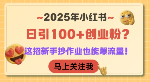 2025年小红书日引100+创业粉？这招新手抄作业也能爆流量！-圆梦资源网