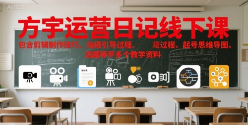 方宇运营日记线下课，包含剪辑制作技巧、拍摄引导过程、起号思维导图、选题等多个教学资料-圆梦资源网