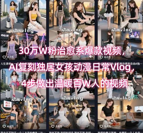 30万W粉治愈系爆款视频，AI复刻独居女孩动漫日常Vlog，4步做出温暖百W人的视频-圆梦资源网