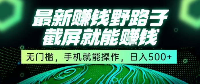 最新野路子截屏就能挣钱，无门槛，手机就能操作，日入5张【揭秘】-圆梦资源网