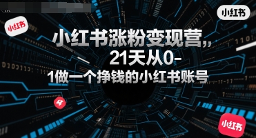 小红书涨粉变现营，21天从0-1做一个挣钱的小红书账号-圆梦资源网