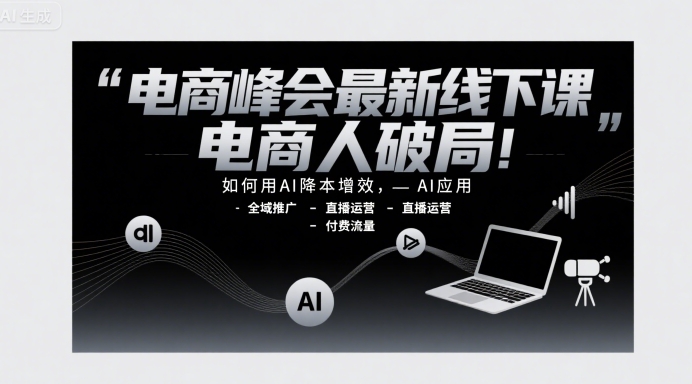 电商峰会最新线下课，电商人破局，如何用AI降本增效，AI应用-全域推广-直播运营-付费流量-圆梦资源网