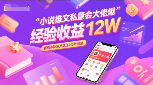 小说推文私董会大佬爆单经验分享收益12W，番茄小说每天稳定4位数收益-圆梦资源网