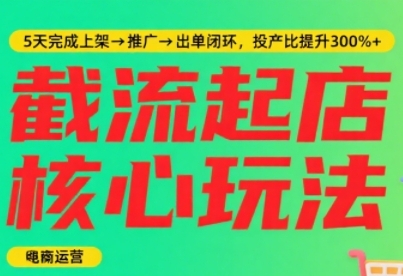 淘宝截流快速起店玩法，掌握暴力快速起店的流程，5天完成上架-推广-出单闭环-圆梦资源网