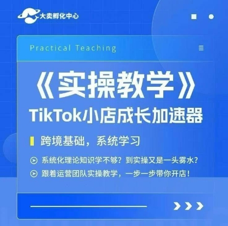 大卖家孵化中心TikTok实操课，TikTok小店成长加速器，跨境基础系统学习，一步一步带你开店-圆梦资源网