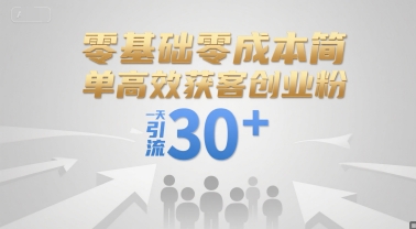 零基础零成本简单高效获客创业粉，一天引流30+-圆梦资源网