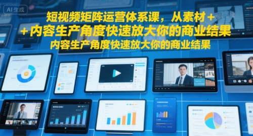 短视频矩阵运营体系课，从素材+内容生产角度快速放大你的商业结果-圆梦资源网