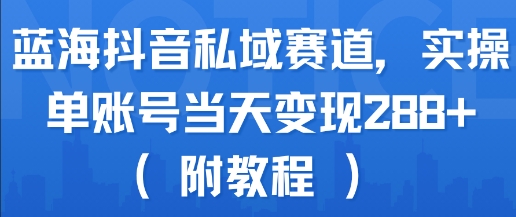 蓝海抖音私域赛道，实操单账号当天变现288+(附教程)-圆梦资源网