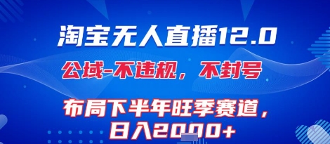 淘宝无人直播12.0，不封号，不违规，布局下半年旺季赛道，日入1k+(独家技术)【揭秘】-圆梦资源网