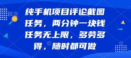 纯手机项目评论截图任务，两分钟一块钱 任务无上限多劳多得，随时随地都能做【揭秘】-圆梦资源网