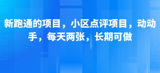 新跑通的项目，小区点评项目，动动手，每天两张，长期可做-圆梦资源网