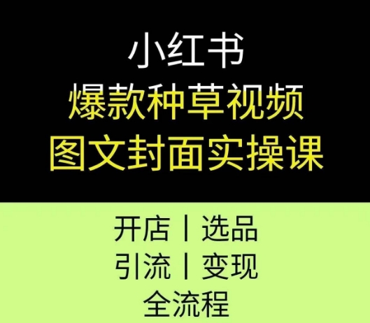 小红书爆款种草视频图文封面实操课，开店、选品、引流、变现全流程-圆梦资源网