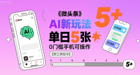 微头条AI新玩法，小白单日5张+，0门槛手机可操作【附工具指令】-圆梦资源网