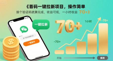 首码一键拉新项目，操作简单，接个验证码就算完成，收益可观， 一小时收益70+【揭秘】-圆梦资源网