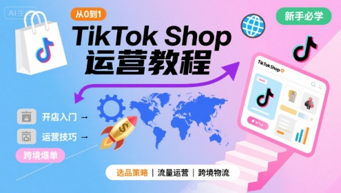 TikTok Shop从0到1运营教程，TikTok跨境电商新手必学课程-圆梦资源网