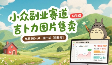 小众副业赛道 吉卜力图片售卖 单日2张+ AI一键生成【附教程】-圆梦资源网