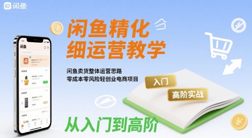 闲鱼精细化运营入门+高阶实战教学，闲鱼卖货整体运营思路，零成本零风险轻创业电商项目-圆梦资源网