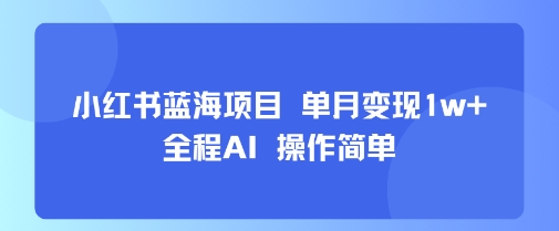 小红书蓝海项目 单月变现1w+ 全程AI 操作简单-圆梦资源网