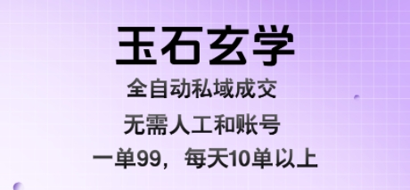 玉石玄学全自动私域成交，一单99每天十单以上，无需人工和矩阵账号，蓝海项目直接干【揭秘】-圆梦资源网