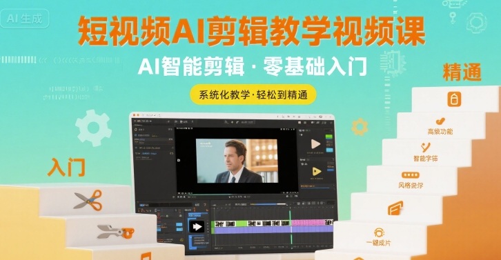 短视频AI剪辑教学视频课，入门到精通-圆梦资源网