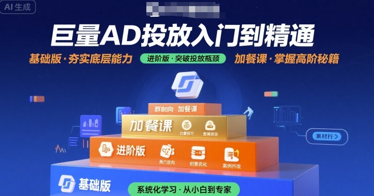 巨量AD投放入门到精通，基础版+进阶版+加餐课-圆梦资源网