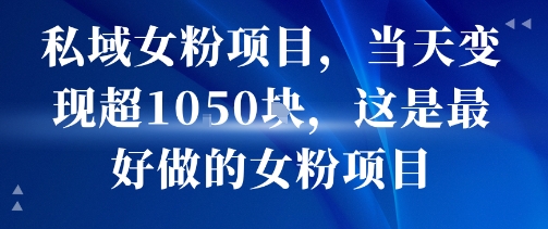 私域女粉项目，当天变现超1k，这是最好做的女粉项目，可放大操作-圆梦资源网