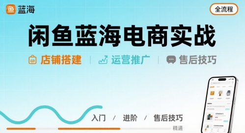 闲鱼蓝海电商实战，店铺搭建运营售后全流程-圆梦资源网